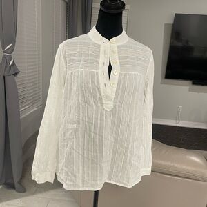 A.P.C. Rue Madam Paris Cotton half Button Up Front Peasant Style Blouse 38